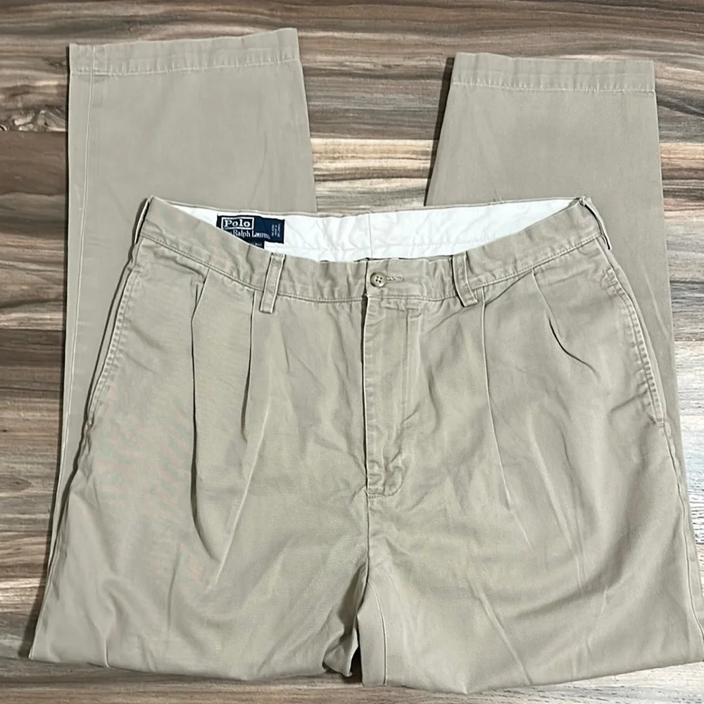 Polo Ralph Lauren Hammond Pants Mens Size 36x32 Straight Leg Khaki VINTAGE